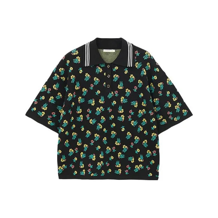 Broadcast Polo Shirts Women's Black Floral-0