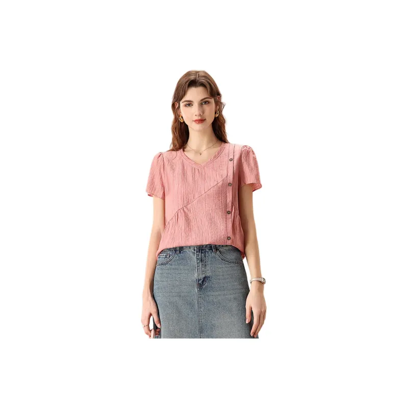 FENHONGMALI Shirts Women's Pink-0