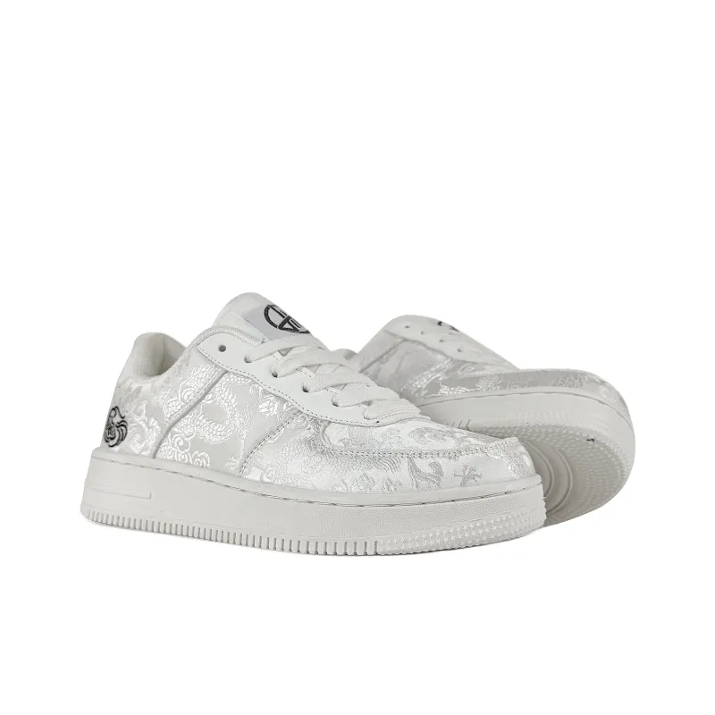 Rongchuan Slip Resistant, Abrasion Resistant, Lightweight, Height Increasing Low Top Skateboard Shoes Unisex White-3