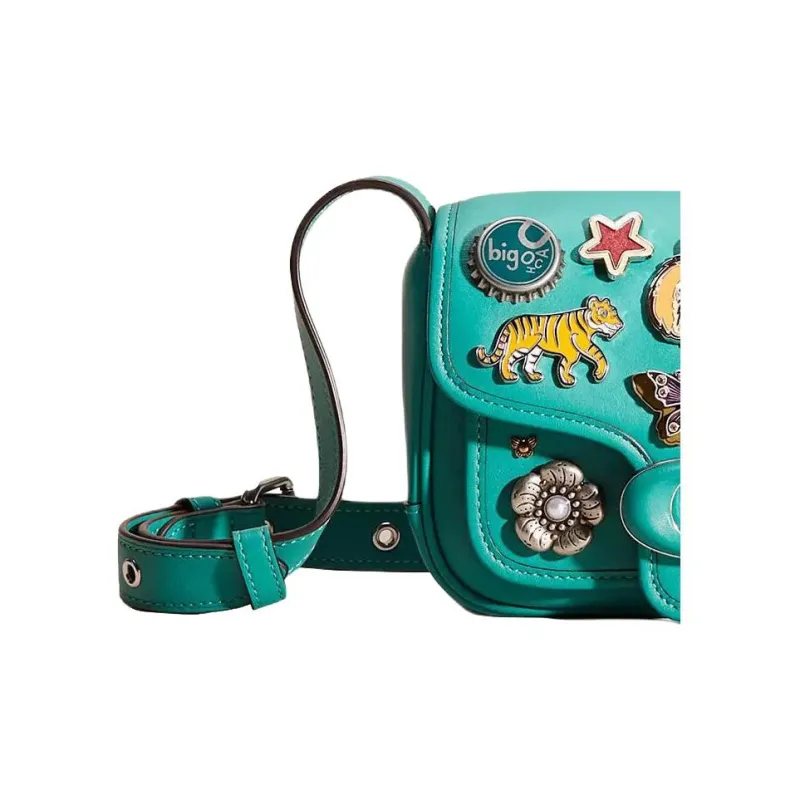 COACH Tabby Glove Tanning Messenger Bag, Crossbody Bag, Shoulder Bag Small Size Women's Silver & Bright Green-3
