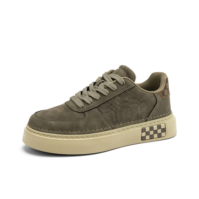 AOKANG Elegant Style Series Skateboard Shoes Men Low Top Khaki, Black-45