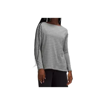 Lululemon Back In Action T-Shirt Women's Stripes Mixed Medium Gray Black