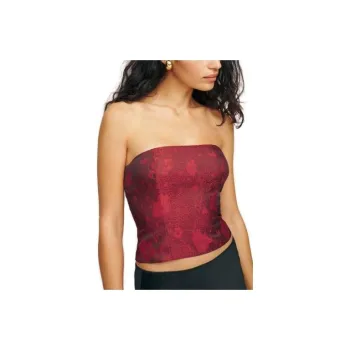 REFORMATION Giorgia Top Strapless Top Women's Red Floral Jacquard/Red Floral Jacquard