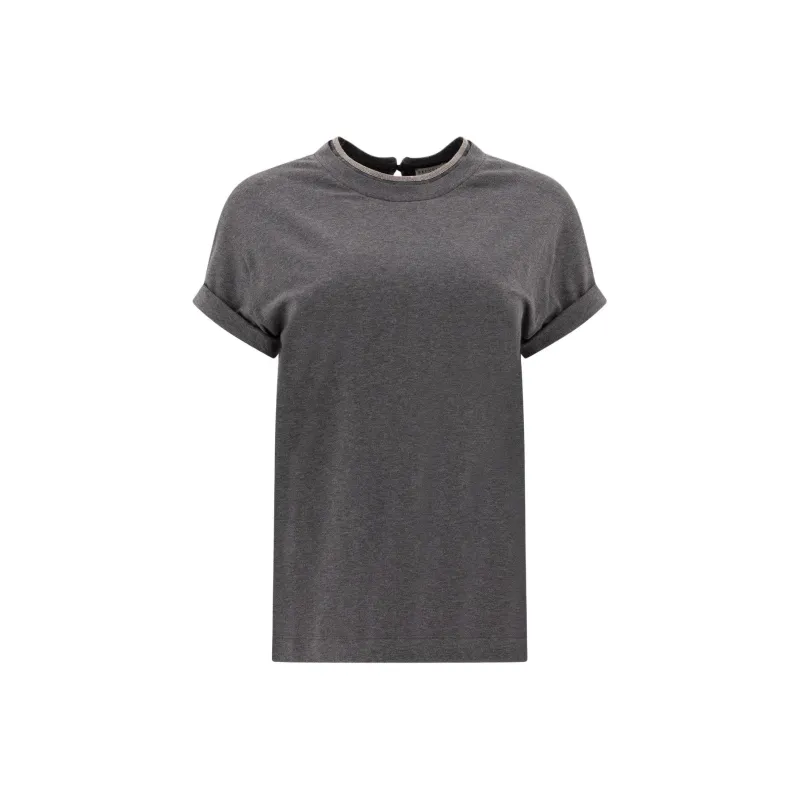 Brunello Cucinelli Embellished Crewneck T Shirt-0