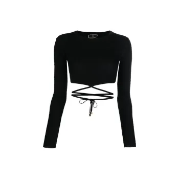 Elisabetta Franchi Tie detailed Cropped T shirt