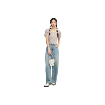 ZIHAN T Shirt Women's Purple Stripes