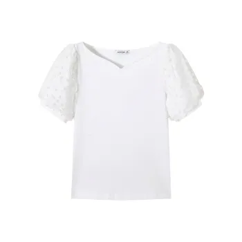 Jean West T Shirt Puff Sleeve Summer Women's Black