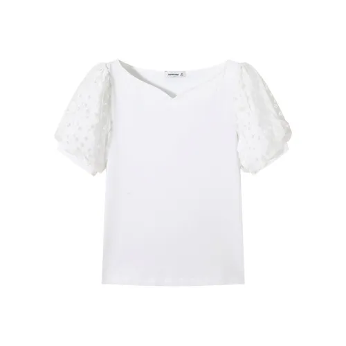 Jean West T Shirt Puff Sleeve Summer Women's Black