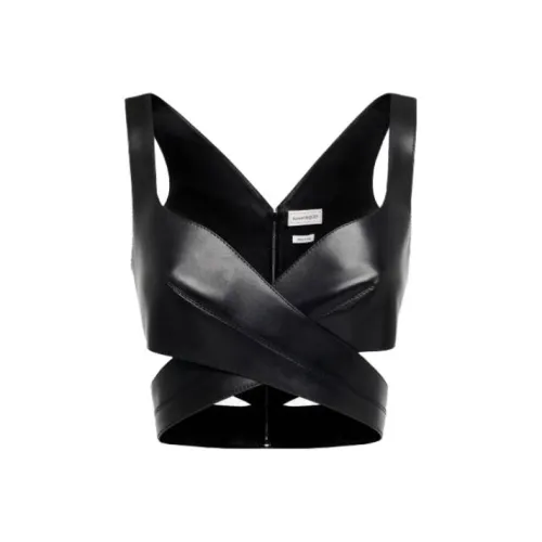 Alexander McQueen Leather Wraparound Top Camisole Women's Black