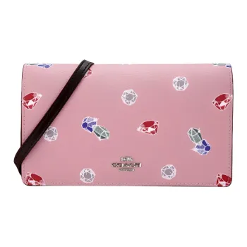 COACH Disney X Disney Collaboration Foldover Leather Shoulder Bag Crossbody Bag Small Size Women's Rose Pink Red