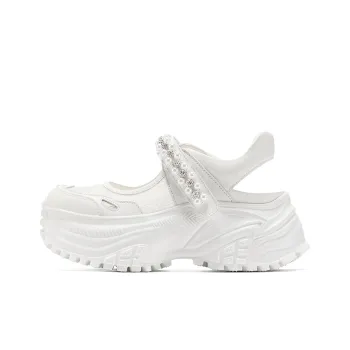 GG CC Fashion Mary Jane Casual Chunky Slippers Women's White