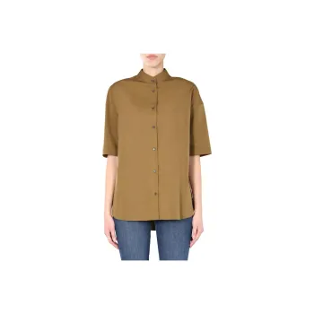 ASPESI Mandarin Collar Short Sleeve Shirt