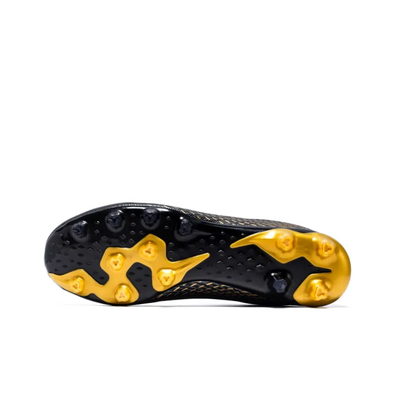 Binary FG Firm Ground Cushioning Lightweight Slip Resistant Soccer Shoes Unisex Black Gold-2