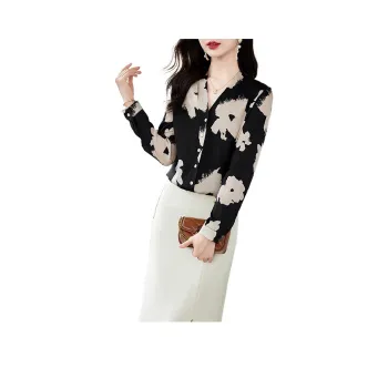 To The West Shirt Women's Black Base With White Flowers