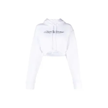 OFF WHITE Bling Drawstring Cropped Hoodie