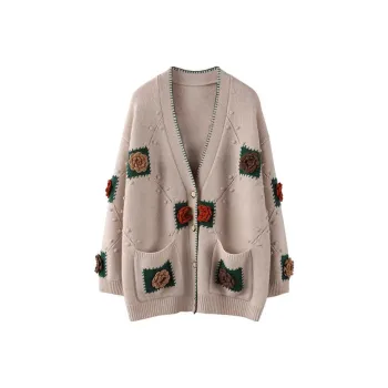 MAIGRE SIMHAT Cashmere Sweater Women's Rice Apricot + Flowers