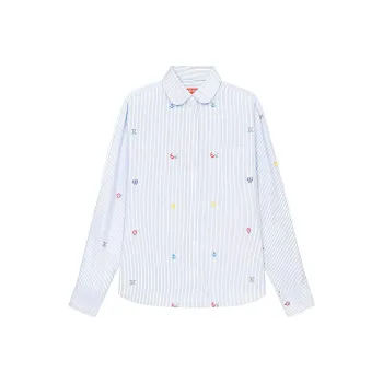 KENZO Fruit Stickers print Striped Shirt