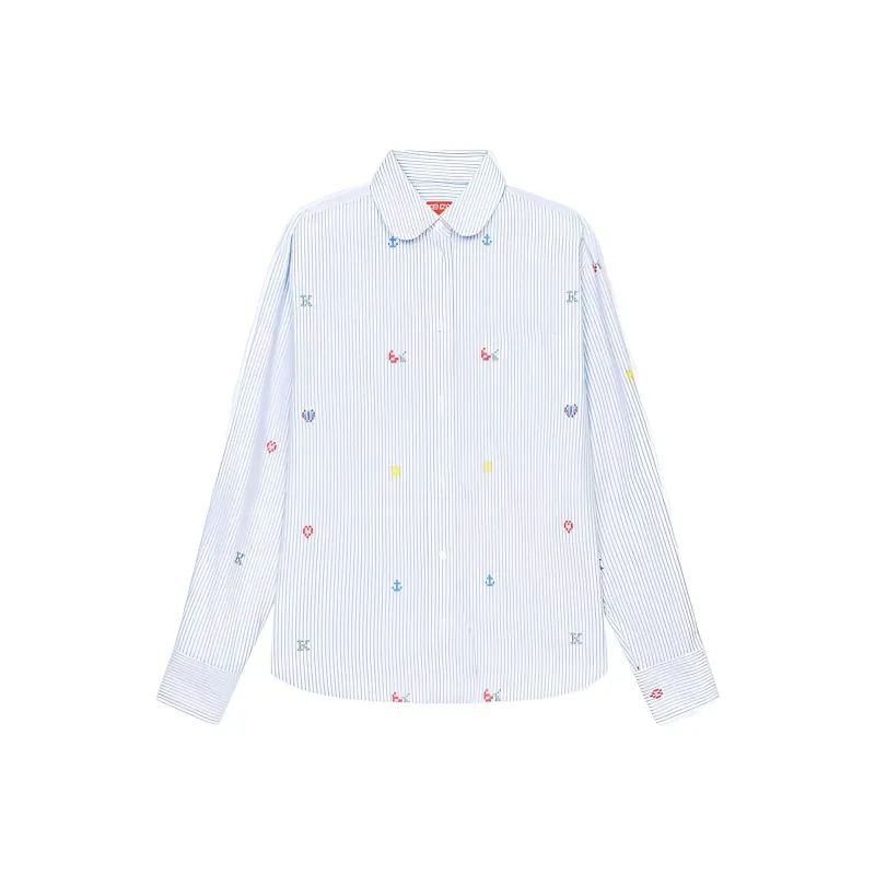 KENZO Fruit Stickers print Striped Shirt-0