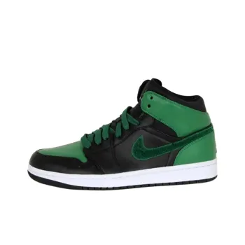 Jordan Air Jordan 1 Retro Phat Premier Cushioning Wear-Resistant Mid-Top Vintage Basketball Shoes GS Green Black