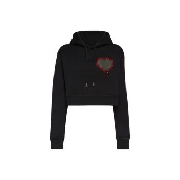 DSQUARED 2 Embellished Heart Cropped Cool Fit Hoodie