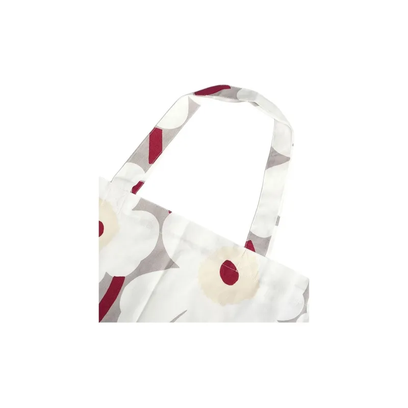 Marimekko Cotton Tote Bag Shopping Bag Shoulder Bag Handbag Women's Light Gray/White-1