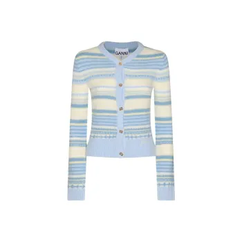 GANNI Striped Knit Cardigan