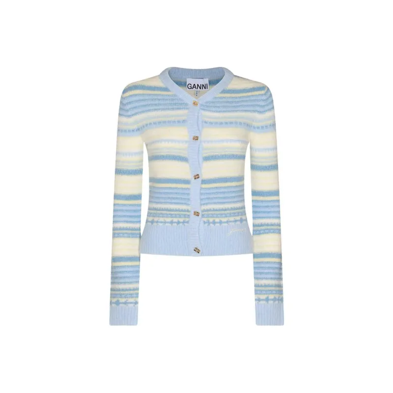 GANNI Striped Knit Cardigan-0
