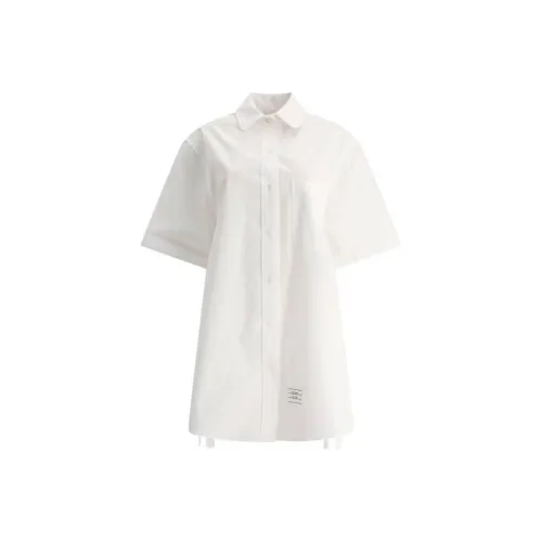 THOM BROWNE Logo Patch Button Up Shirt Dress