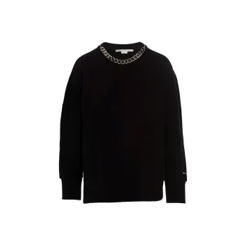Stella McCartney Falabella Chain Detailed Crewneck Sweater