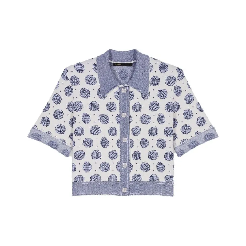 Maje Knitwear Women's Blue With White Lettering-0