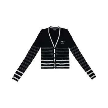CHANEL Cashmere Sweaters Women's Black/White