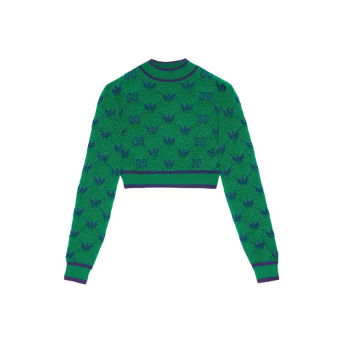 GUCCI X Adidas Wool Jacquard Sweater Green/Blue