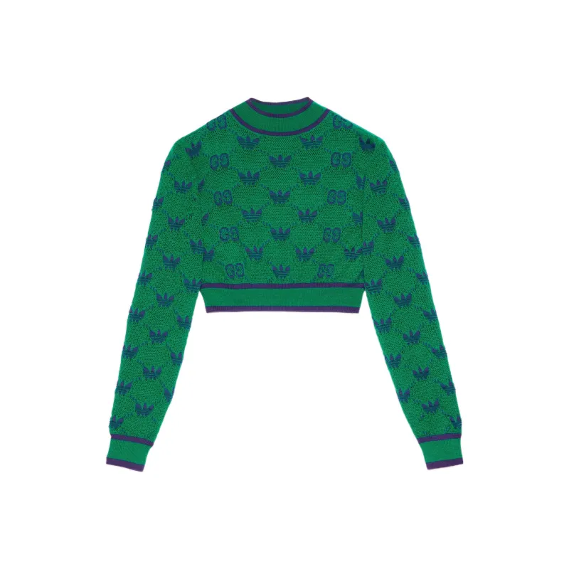GUCCI X Adidas Wool Jacquard Sweater Green/Blue-0