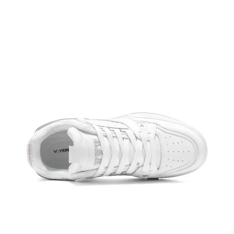 V.YERXU Air Trainer Versatile Casual White Sneakers Wear resistant And Lightweight Low Top Skateboard Shoes Unisex-3