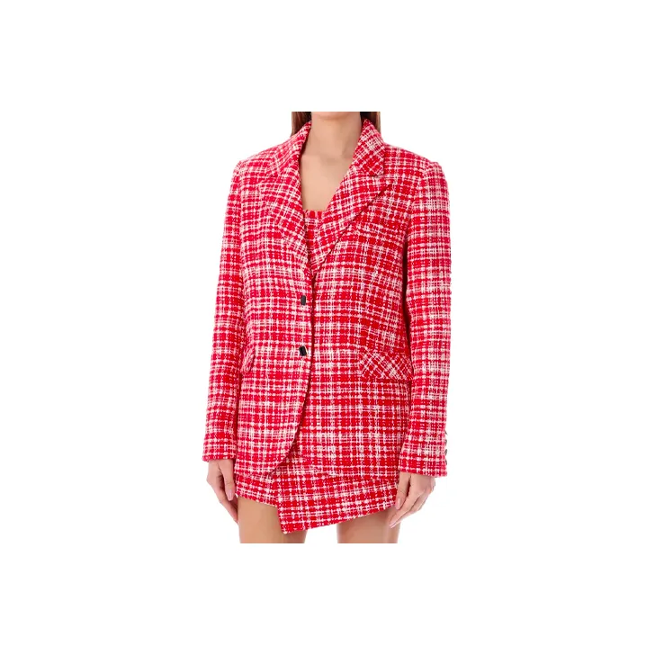 Self-portrait Bouclé Checked Blazer-0