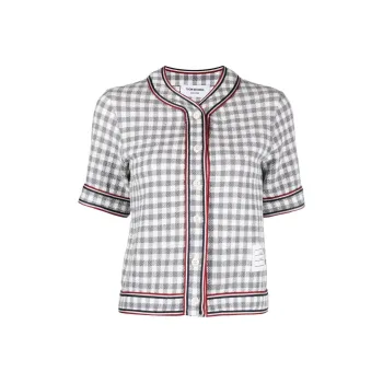 THOM BROWNE Gingham Short sleeve Cardigan