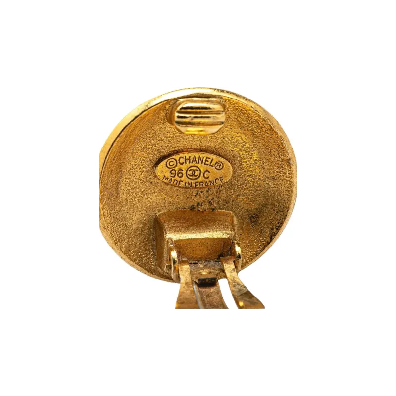 CHANEL 1996 Plated Cc Round Clip On Earrings Costume Earrings-2