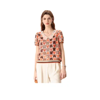 FENHONGMALI Shirt Women's Orange