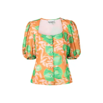GANNI Floral print Crepe Blouse