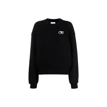 OFF WHITE Ow Logo Print Cotton Sweatshirt Black