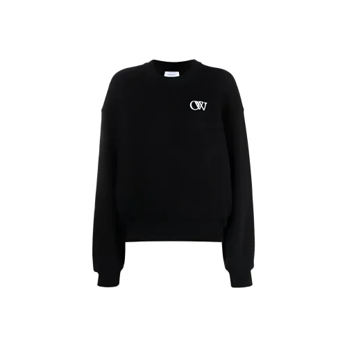 OFF WHITE Ow Logo Print Cotton Sweatshirt Black