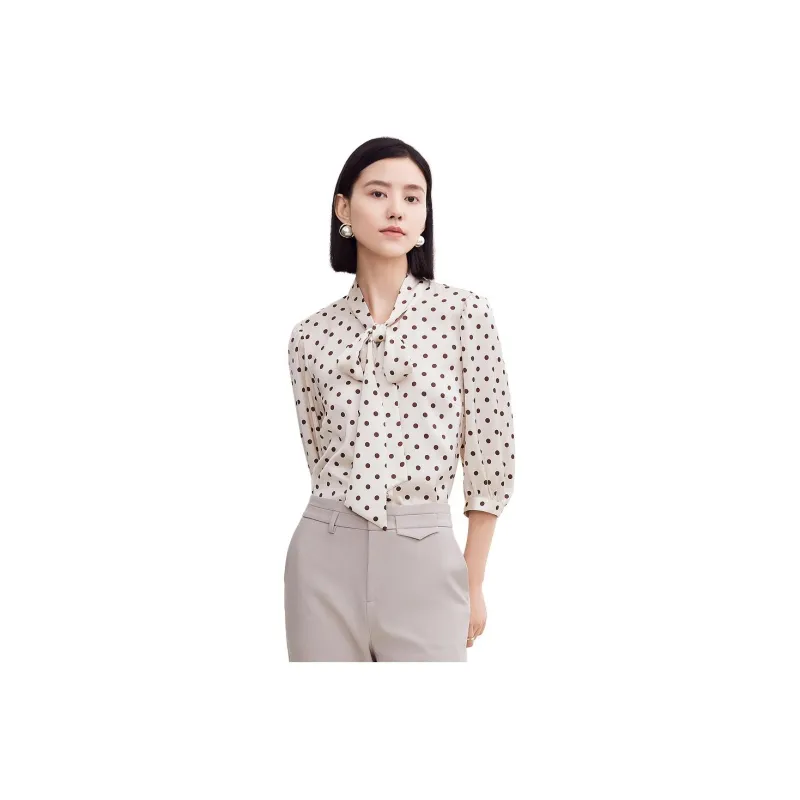 FINITY Chiffon Shirts Women's Beige With Print-0