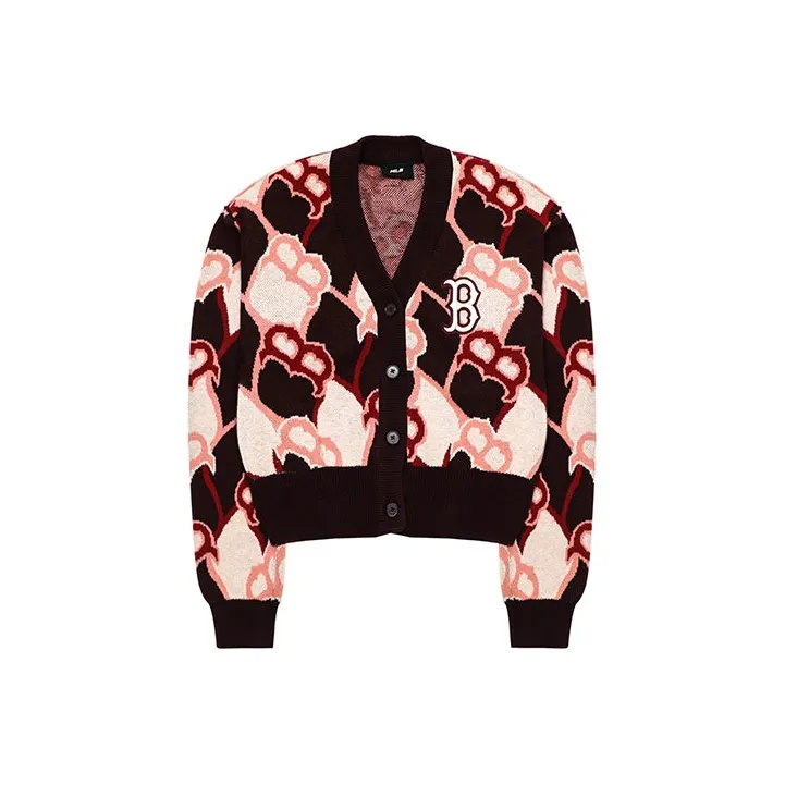 MLB Old Flower Cashmere Sweaters Women's Burgundy-0