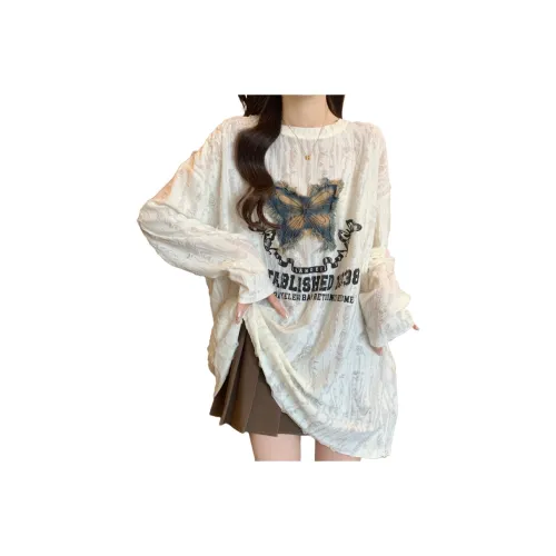 ABCMININ Drop Shoulder Sleeve T-Shirt Women's Ecru