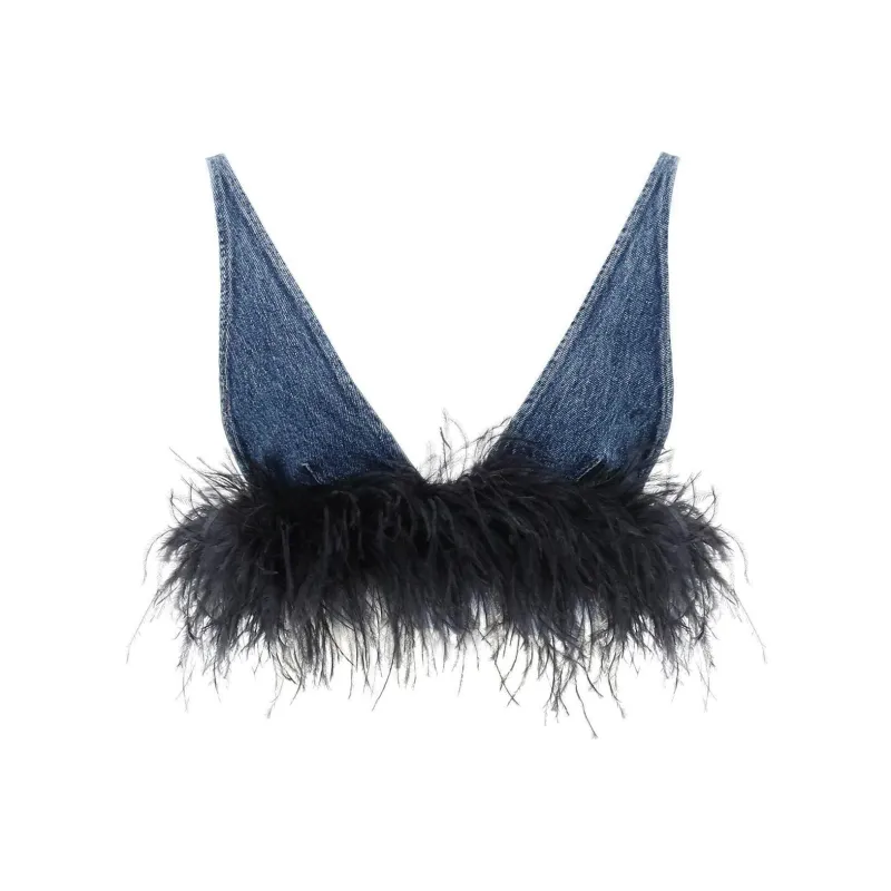 MIU MIU Denim Cropped Top-0