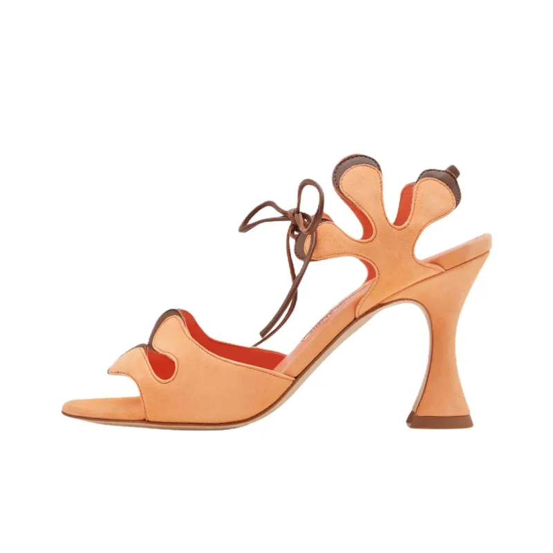 MANOLO BLAHNIK Dalia One Strap Sandals 9cm Women's Orange-0
