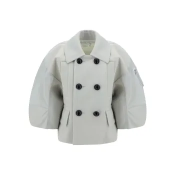 Sacai Wool Melton X Nylon Twill Jacket 'Ecru/Grey'