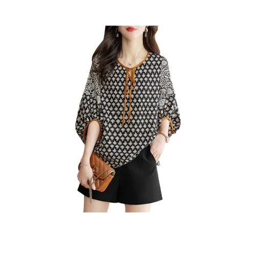 Cypress House Shirt Women's Black With Floral Pattern
