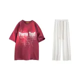 Clothing Set (Burgundy Top+White Pants)