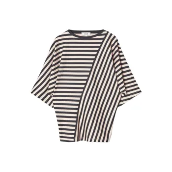 COS Batwing Sleeve T Shirt Women's Black Stripes